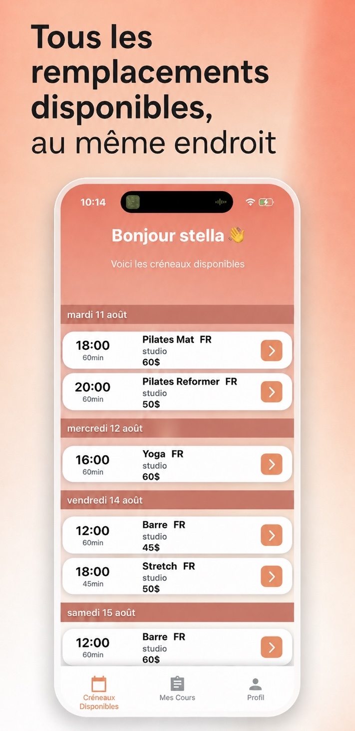 Liste des remplacements disponibles dans SubCollective